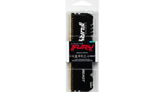 Kingston 16GB (1x16GB) DDR4 3200MT/s CL16 FURY Beast Black RGB XMP, Black (KF432C16BB1A/16)