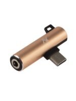 L'AVVENTO (MP029) Type C Male to Female AUX Connector And Type C Charging Port - Gold