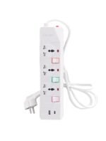 E-train (PS075) Power Strip 16A 3M - On-Off Switch- White