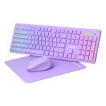 AULA AC208 3 in 1 Keyboard and Mouse and Mouse Pad Combo-purple