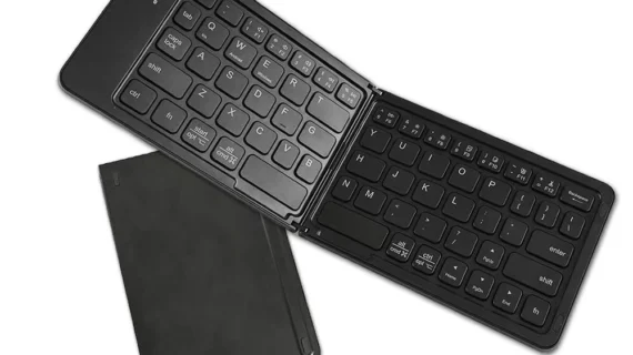 198i B023 Mini bluetooth Folding Keyboard for IOS/Android/Windows Type-C Rechargeable-with mobile stand
