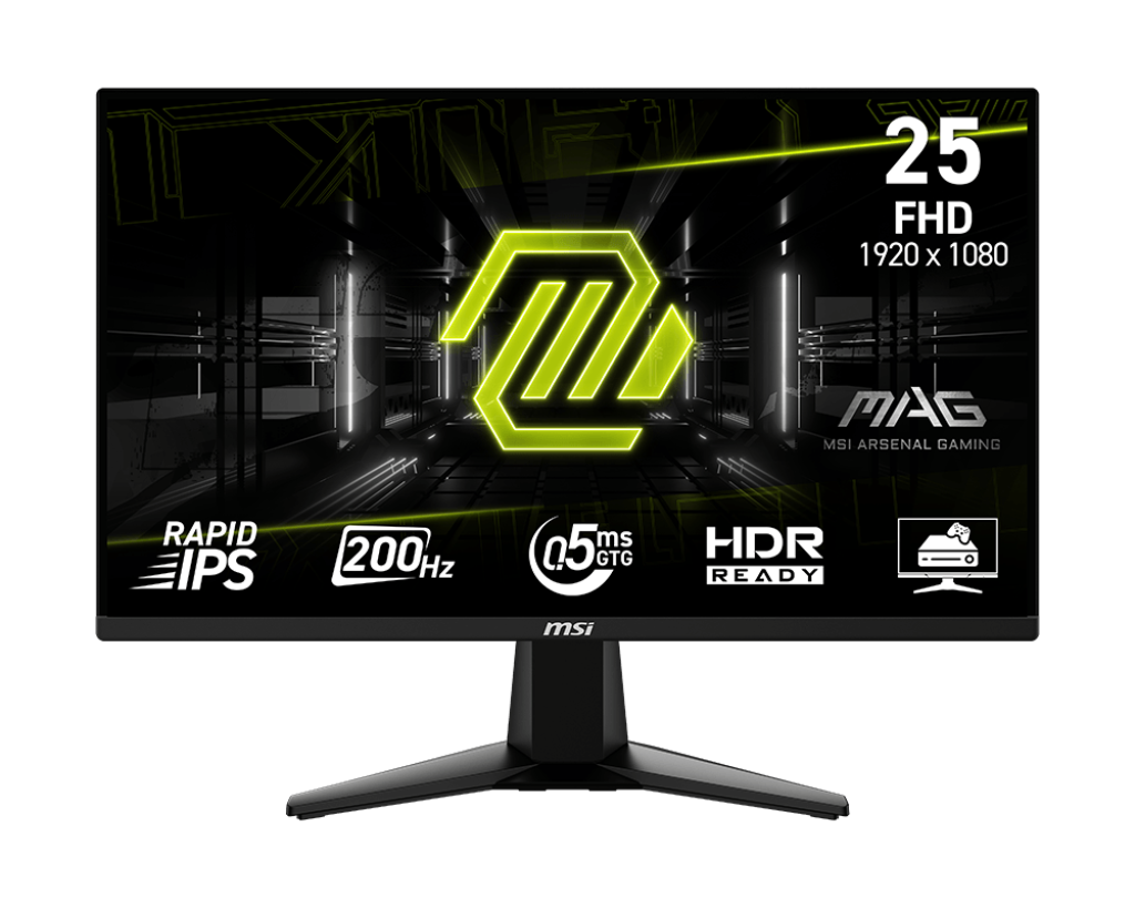 1024 (19) MSI MAG 255F E20\25" 1920 x 1080 (FHD)\Gaming Monitor,200Hz,Adaptive-Sync,hdmi,dp,0.5ms,Black - Image 1