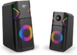 havit SK201 Gamenote computer gaming speakers with rgb dynamic led lights 3.5mm jack + usb for power source, Black - Image 2