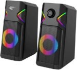 havit SK201 Gamenote computer gaming speakers with rgb dynamic led lights 3.5mm jack + usb for power source, Black