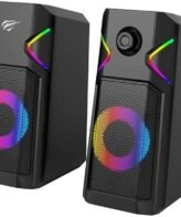 havit SK201 Gamenote computer gaming speakers with rgb dynamic led lights 3.5mm jack + usb for power source, Black