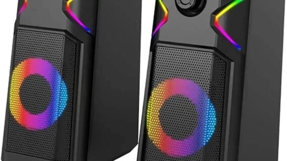 havit SK201 Gamenote computer gaming speakers with rgb dynamic led lights 3.5mm jack + usb for power source, Black