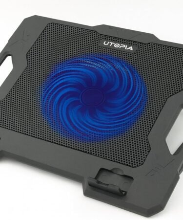 UTOPIA UC-300 Laptop Cooling Fan, 14 cm Fan with LED Light, Dual USB Ports, 5 Height Levels, Compatible with Devices up to 17"