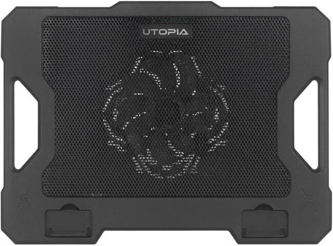 UTOPIA UC-300 Laptop Cooling Fan, 14 cm Fan with LED Light, Dual USB Ports, 5 Height Levels, Compatible with Devices up to 17"