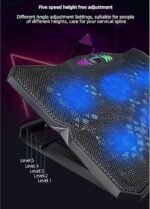 For JERTECH KL333 Gaming Laptop Cooling Pad - 6x Blue LED Quiet Fans With RGB logo - 2x USB Port Speed Control - Support up to 19 Inch | Black - Image 4