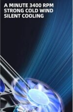 For JERTECH KL333 Gaming Laptop Cooling Pad - 6x Blue LED Quiet Fans With RGB logo - 2x USB Port Speed Control - Support up to 19 Inch | Black - Image 7