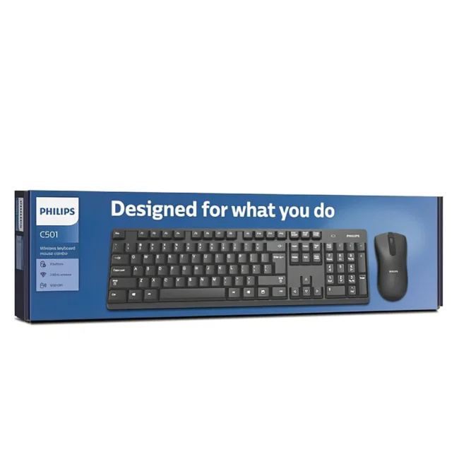 PHILIPS C501 Ergonomic Wireless - 2.4 GHz Connection Keyboard-mouse combo - SPT6501B - for Desktop, PC, Gaming