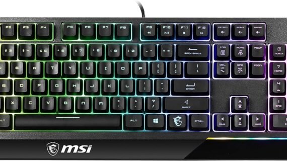 MSI (VIGOR GK30 US) Gaming Backlit RGB Dedicated Hotkeys Anti-Ghosting Water Resistant Mechanical Feel Gaming Keyboard