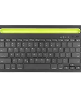 K108 Rechargeable Tablet Dual Mode ( BT / Wireless ) Keyboard With Mobile Holder – IOS / Windows / Android ( AR / EN ) | Black