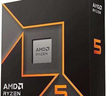 AMD Ryzen 5 9600X 6 cores/12 threads, 3.9 GHz base, 5.4 GHz boost, 32 MB L3 cache, PCIe 5.0, DDR5 support